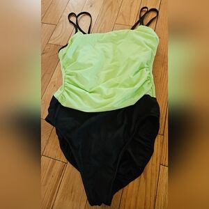 Trimshaper Green and Black One Piece Swimsuit